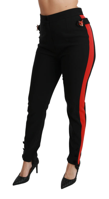 Dolce & Gabbana Schwarze Skinny Stretch-Fuchskopf-Baumwollhose