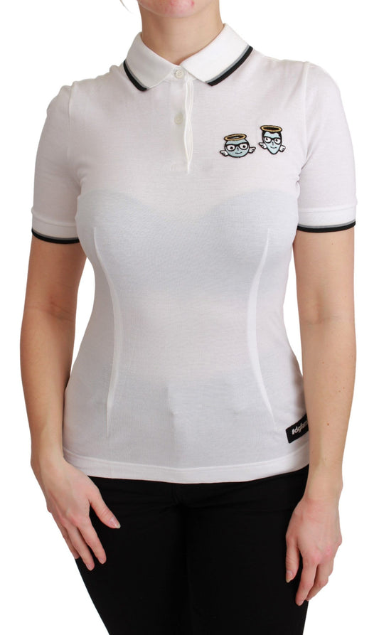 Dolce & Gabbana Weißes Baumwoll-Polo-T-Shirt #dgfamily