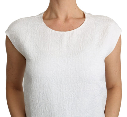 Dolce & Gabbana Weiße Brokatbluse mit Blumenmuster Baumwolltop