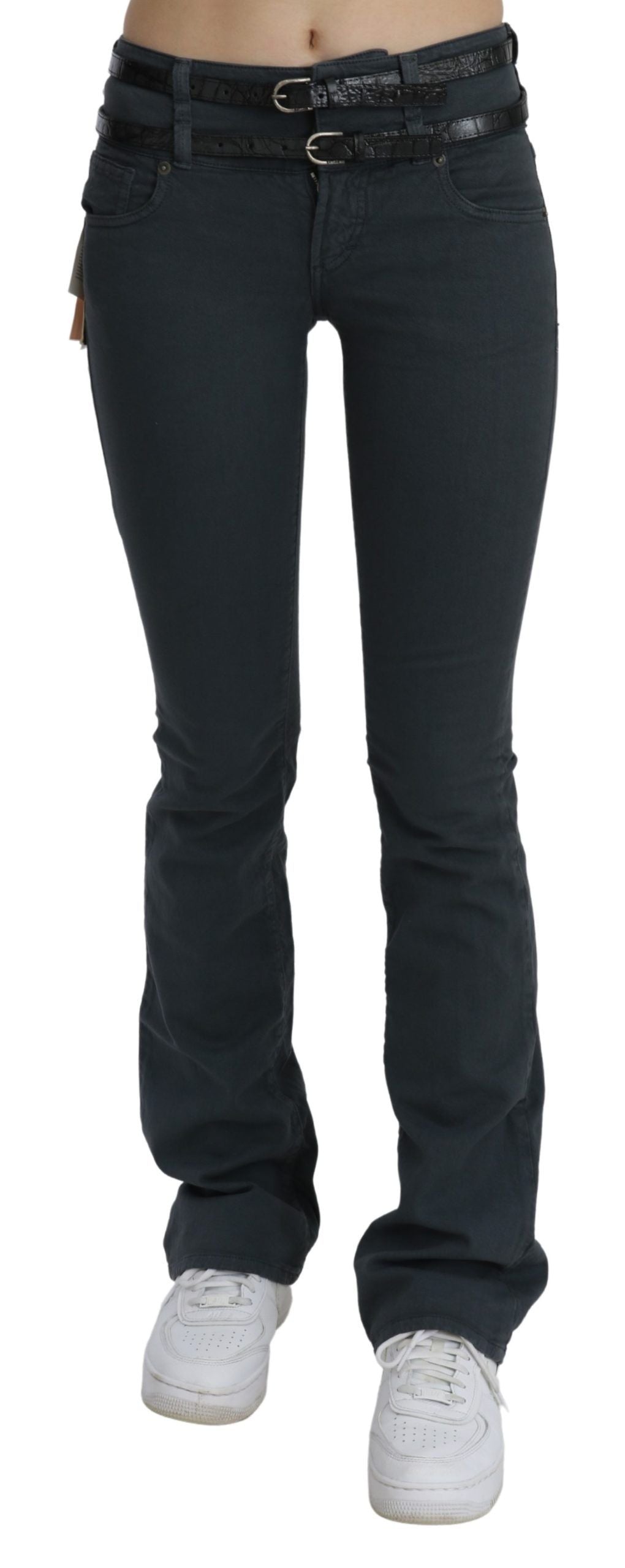John Galliano Graue Mid Waist Slim Flared Denim-Hosenjeans