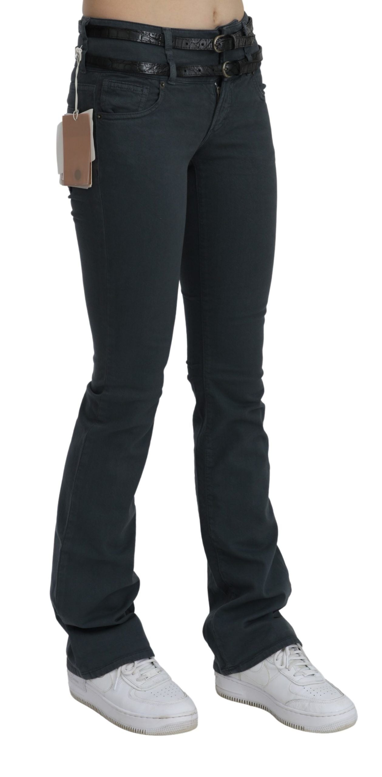 John Galliano Graue Mid Waist Slim Flared Denim-Hosenjeans