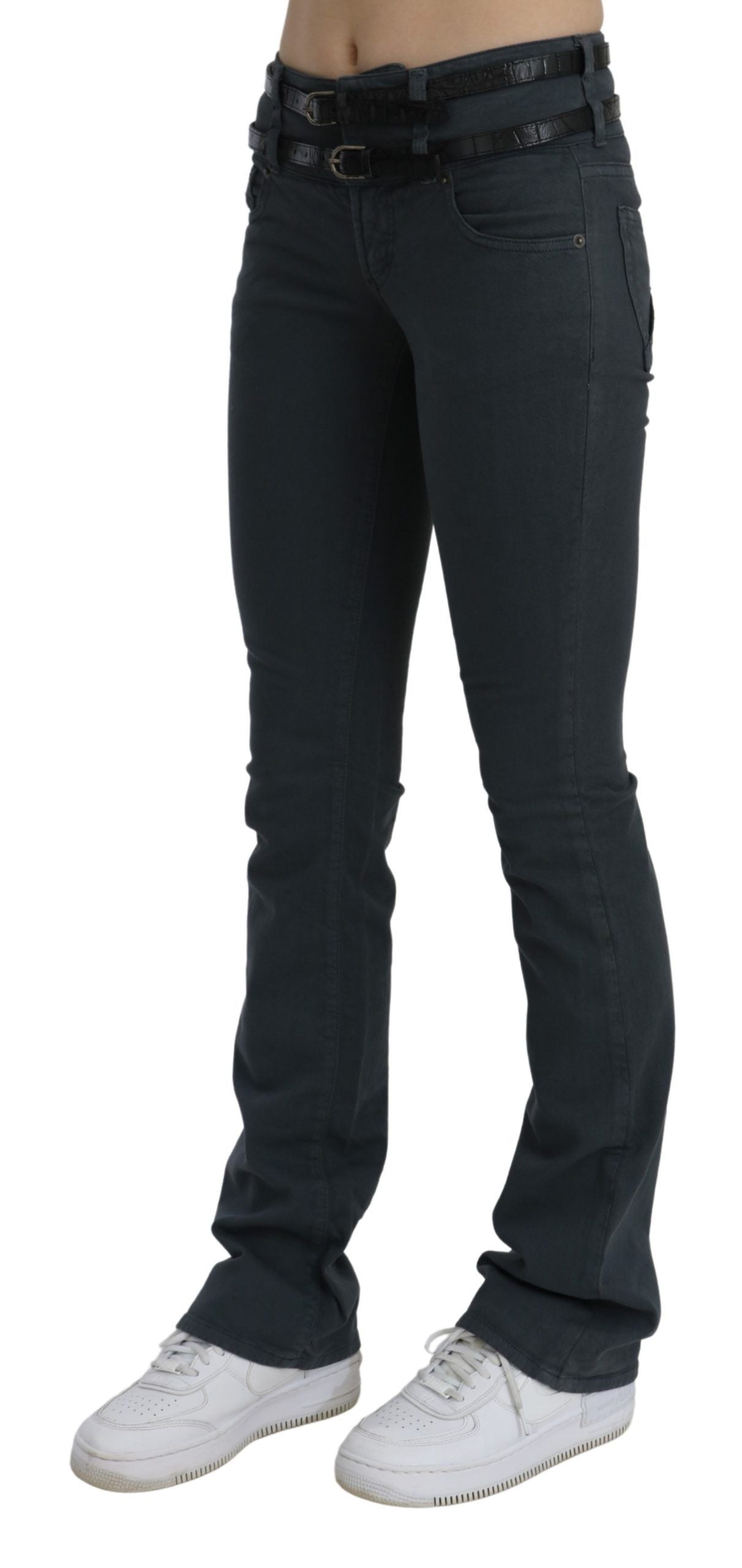 John Galliano Graue Mid Waist Slim Flared Denim-Hosenjeans