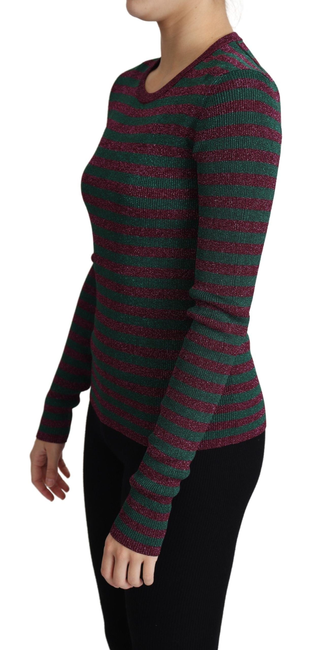 Dolce & Gabbana Mehrfarbig gestreifter Pullover mit Rundhalsausschnitt