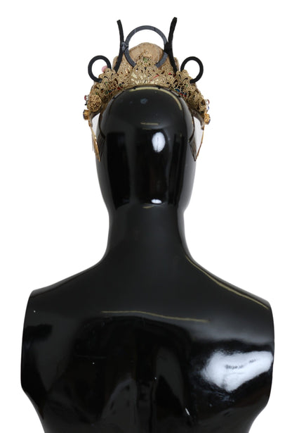 Dolce & Gabbana Gold Messing Floral Kristalle LED Lichter Krone Tiara Diadem
