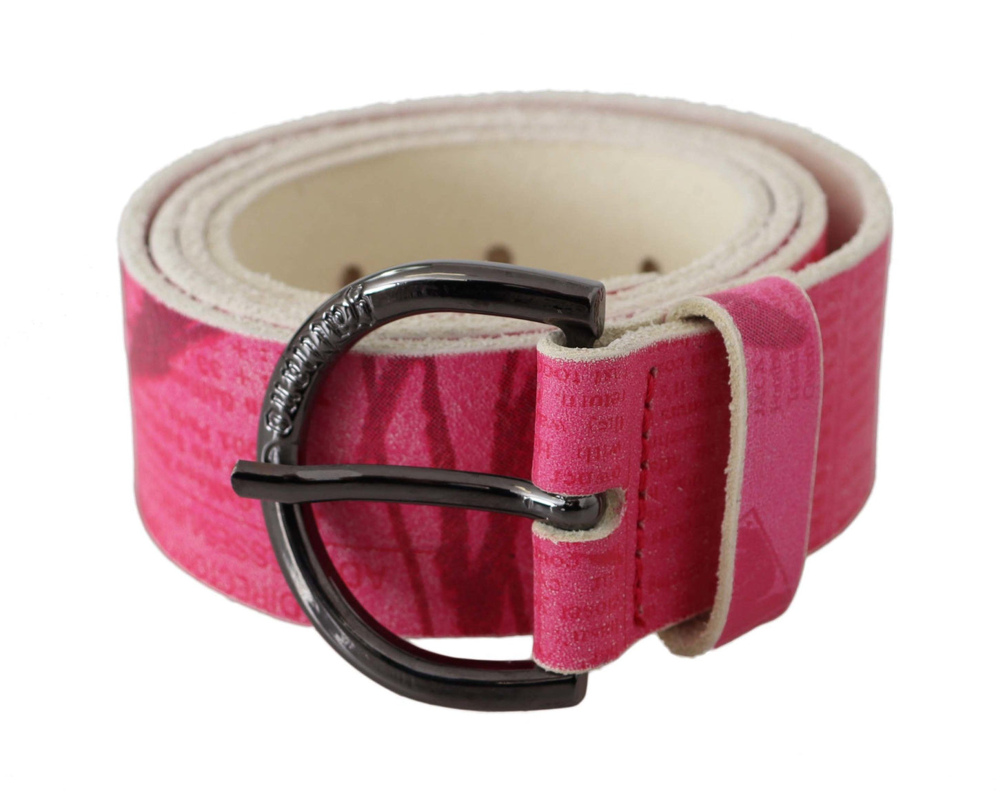 John Galliano Rosa Leder Brief Logo Design Runde Schnalle Gürtel