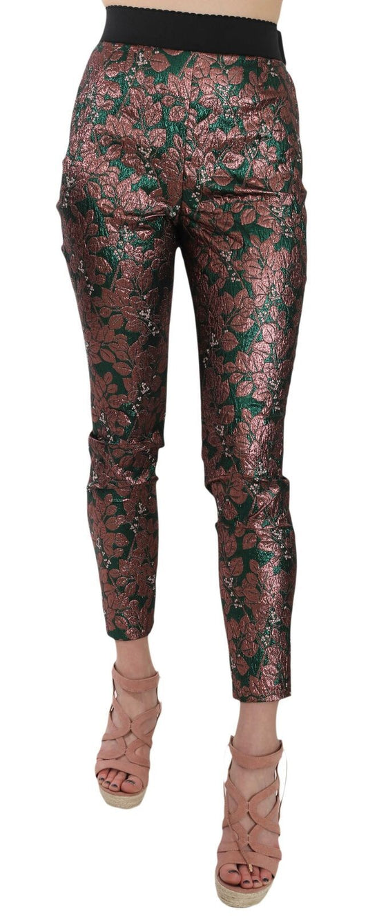 Dolce & Gabbana Multicolor schillernde Brokat-Jacquard-Hose Crop Pants