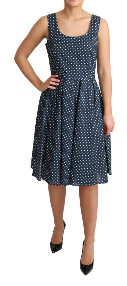 Dolce & Gabbana Blau gepunktetes A-Linien-Kleid aus Baumwolle
