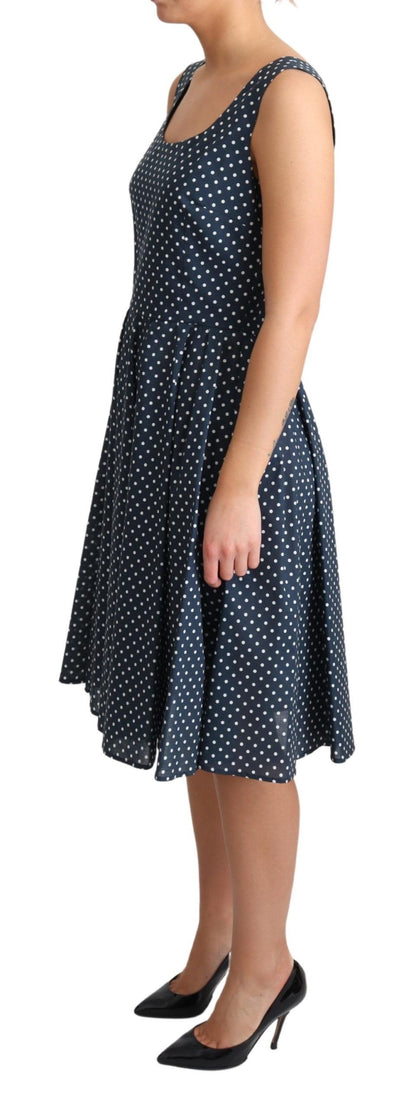 Dolce & Gabbana Blau gepunktetes A-Linien-Kleid aus Baumwolle
