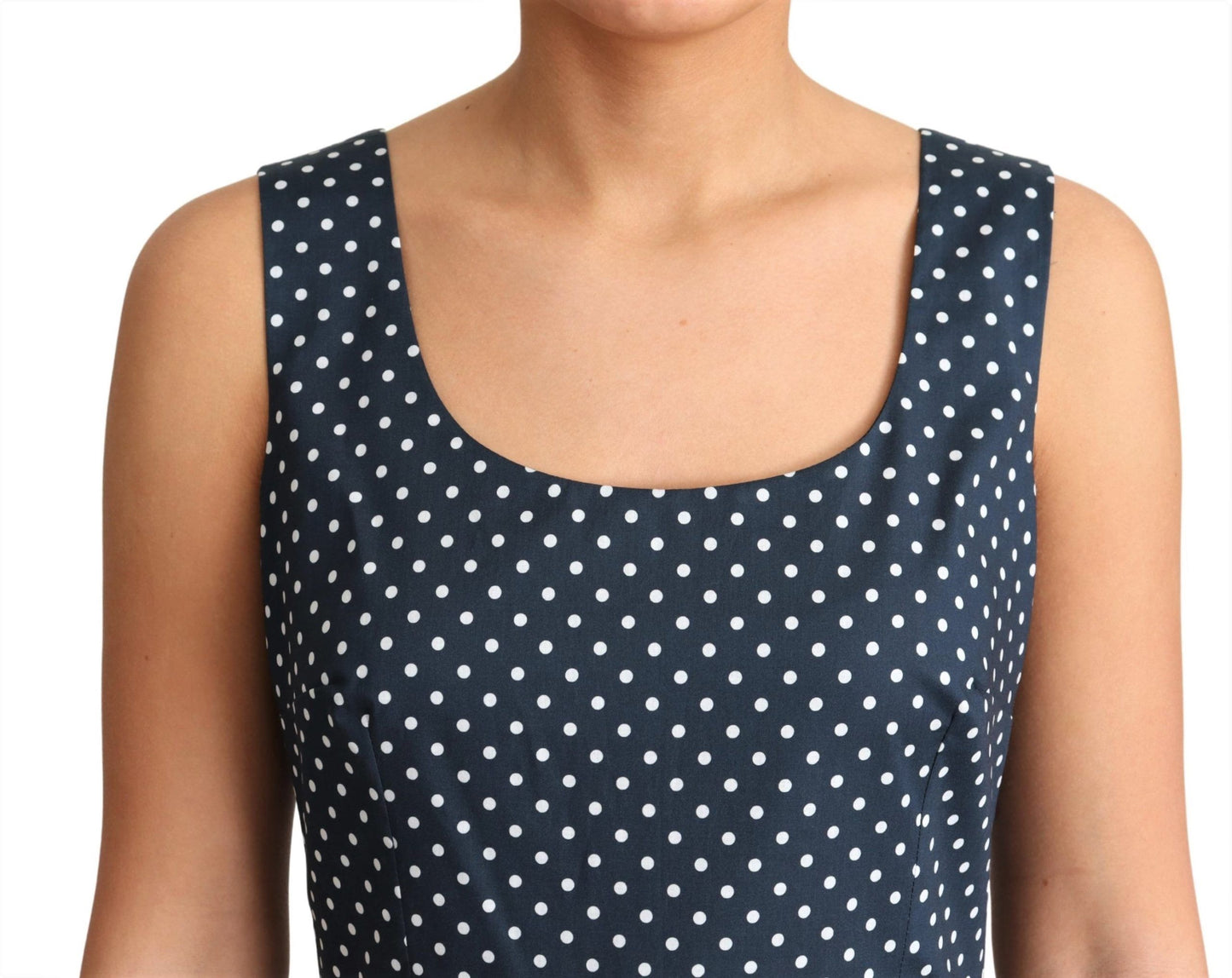 Dolce & Gabbana Blau gepunktetes A-Linien-Kleid aus Baumwolle
