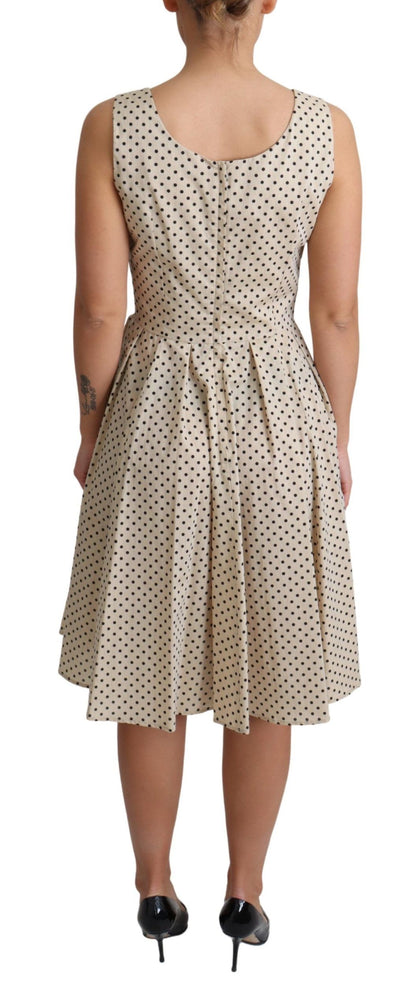 Dolce & Gabbana Beige gepunktetes Kleid aus Baumwolle in A-Linie