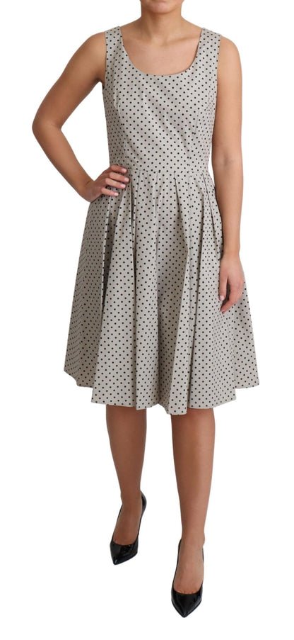 Dolce & Gabbana Beige gepunktetes Kleid aus Baumwolle in A-Linie