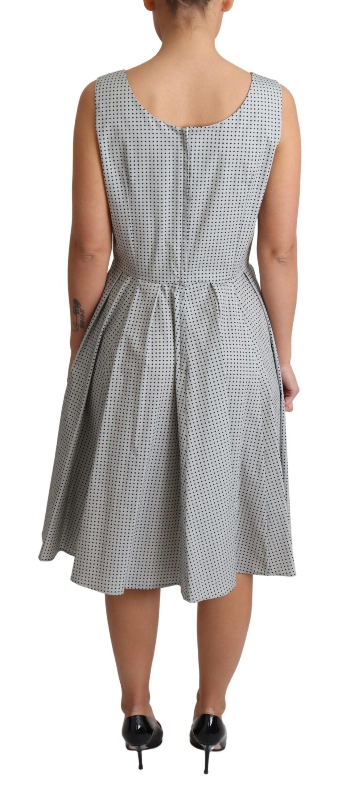 Dolce & Gabbana Graues gepunktetes A-Linien-Kleid aus Baumwolle