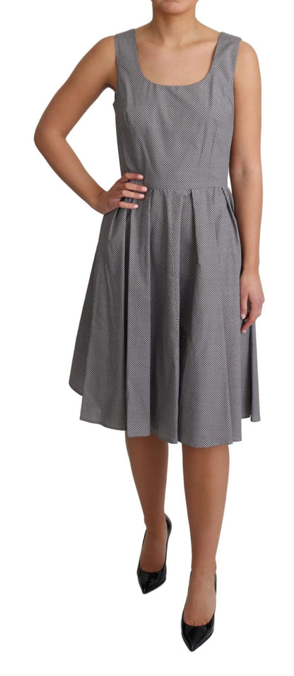 Dolce & Gabbana Blau-Beige Geometrisches Baumwollkleid in A-Linie