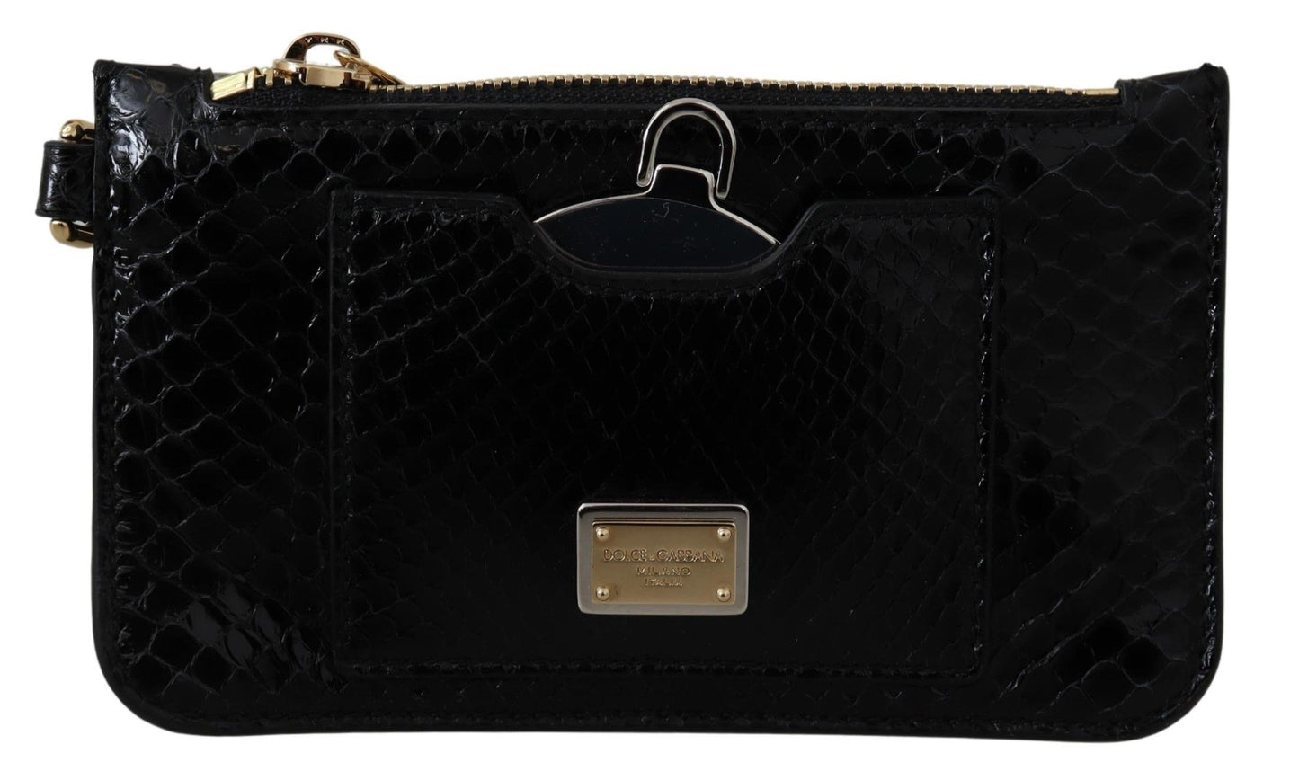 Dolce & Gabbana Schwarzes Leder Portemonnaie Handtäschchen Spiegel Agnese Brieftasche