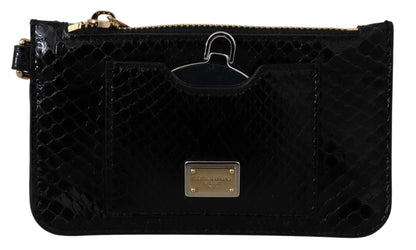 Dolce & Gabbana Schwarzes Leder Portemonnaie Handtäschchen Spiegel Agnese Brieftasche