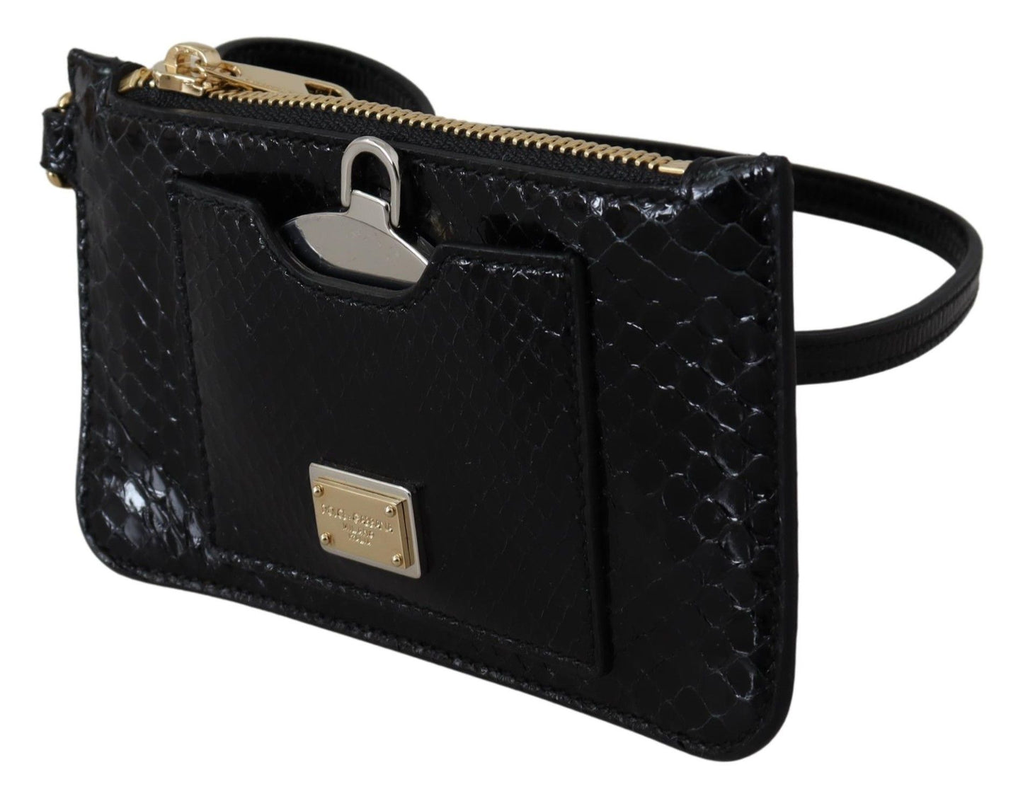 Dolce & Gabbana Schwarzes Leder Portemonnaie Handtäschchen Spiegel Agnese Brieftasche