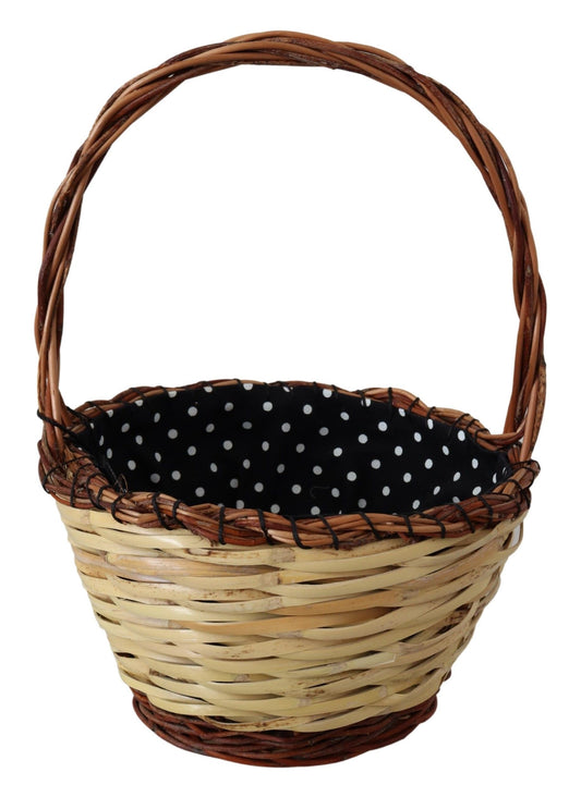 Dolce & Gabbana Beige Holz Weide Rattan Korb Tragetasche