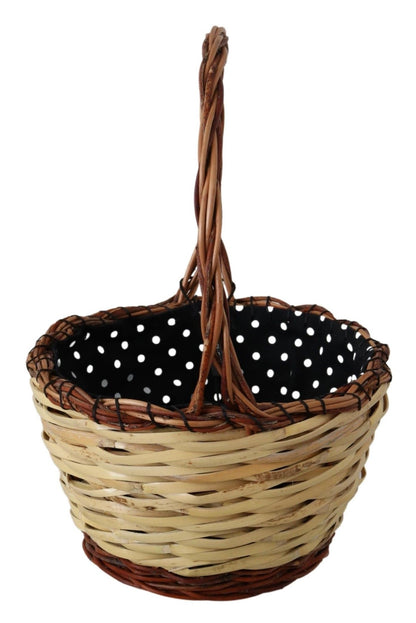 Dolce & Gabbana Beige Holz Weide Rattan Korb Tragetasche