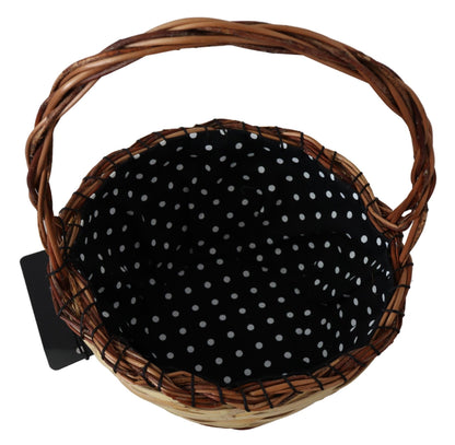 Dolce & Gabbana Beige Holz Weide Rattan Korb Tragetasche