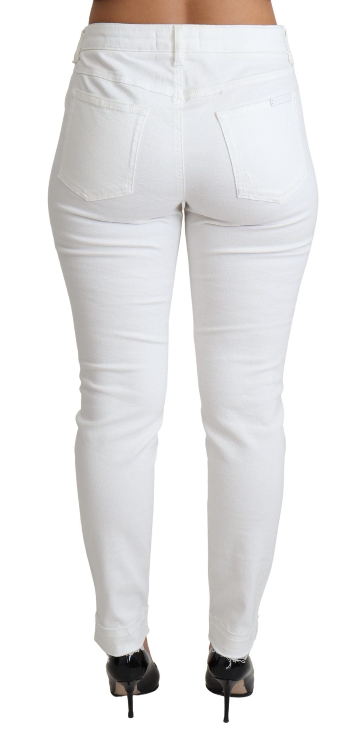 Dolce & Gabbana Weiße zerfledderte Skinny Denim Baumwoll-Stretch-Jeans
