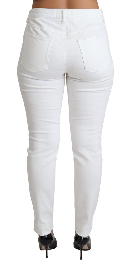 Dolce & Gabbana Weiße zerfledderte Skinny Denim Baumwoll-Stretch-Jeans
