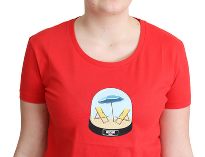 Moschino Rot bedruckte Baumwolle kurze Ärmel Tops Bluse T-Shirt
