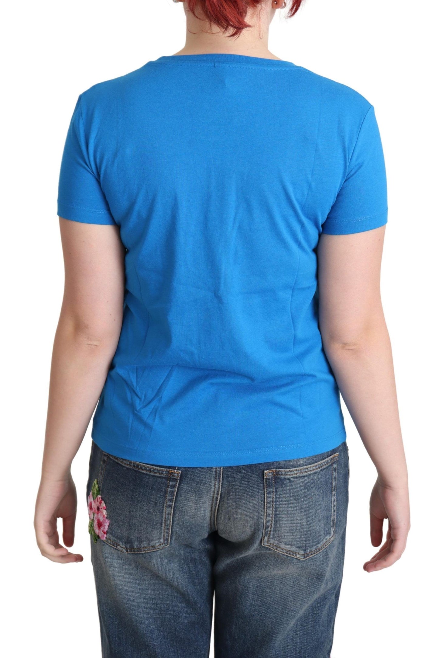 Moschino Blaue Baumwolle Alphabet Buchstaben Druck Tops