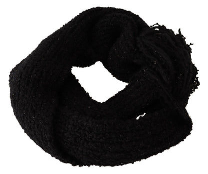 Dolce & Gabbana Schwarzer gestrickter Schurwoll-Wickelschal