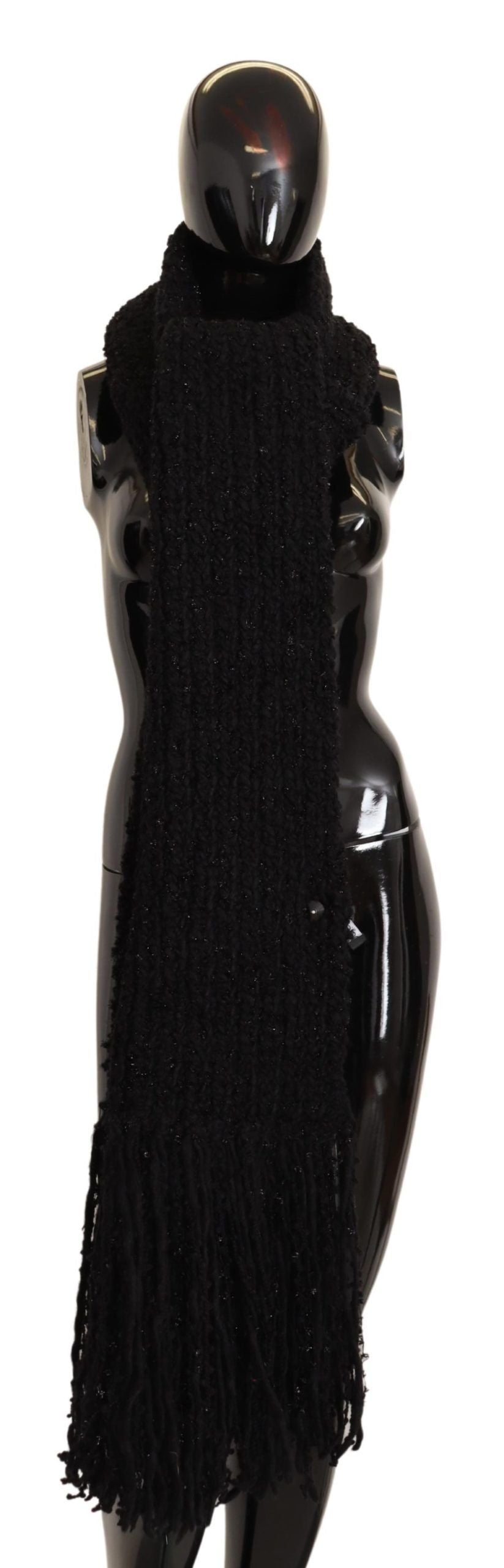 Dolce & Gabbana Schwarzer gestrickter Schurwoll-Wickelschal