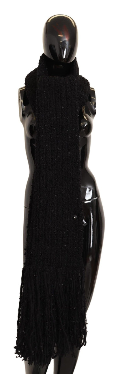 Dolce & Gabbana Schwarzer gestrickter Schurwoll-Wickelschal
