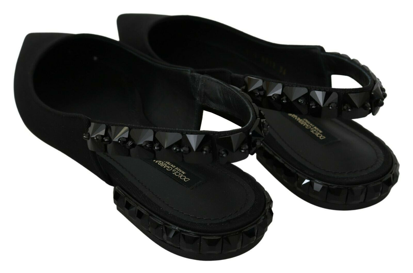 Dolce & Gabbana Schwarze Flats Slingback Charmeuse Schuhe