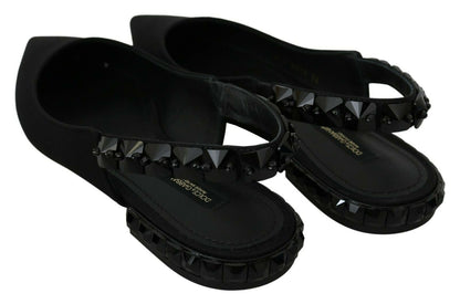 Dolce & Gabbana Schwarze Flats Slingback Charmeuse Schuhe