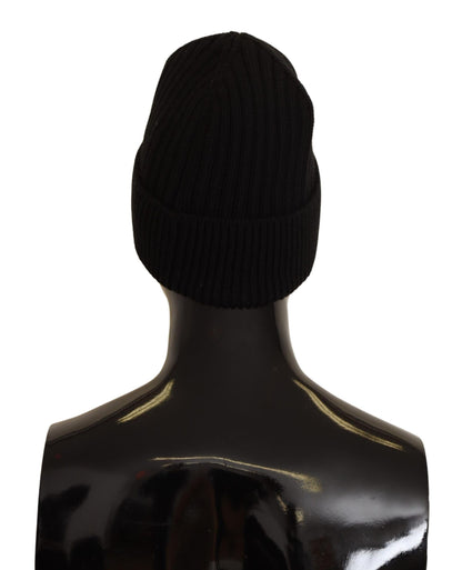 Dolce & Gabbana Schwarzer Wollstrick Damen Wintermütze