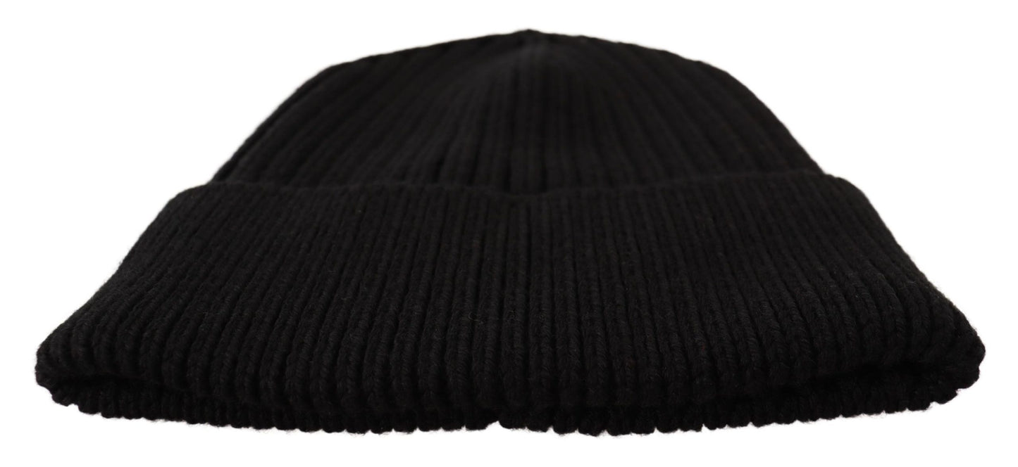Dolce & Gabbana Schwarzer Wollstrick Damen Wintermütze