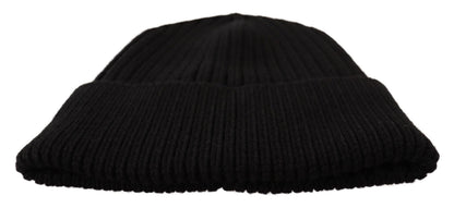 Dolce & Gabbana Schwarzer Wollstrick Damen Wintermütze
