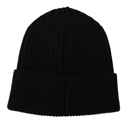 Dolce & Gabbana Schwarzer Wollstrick Damen Wintermütze