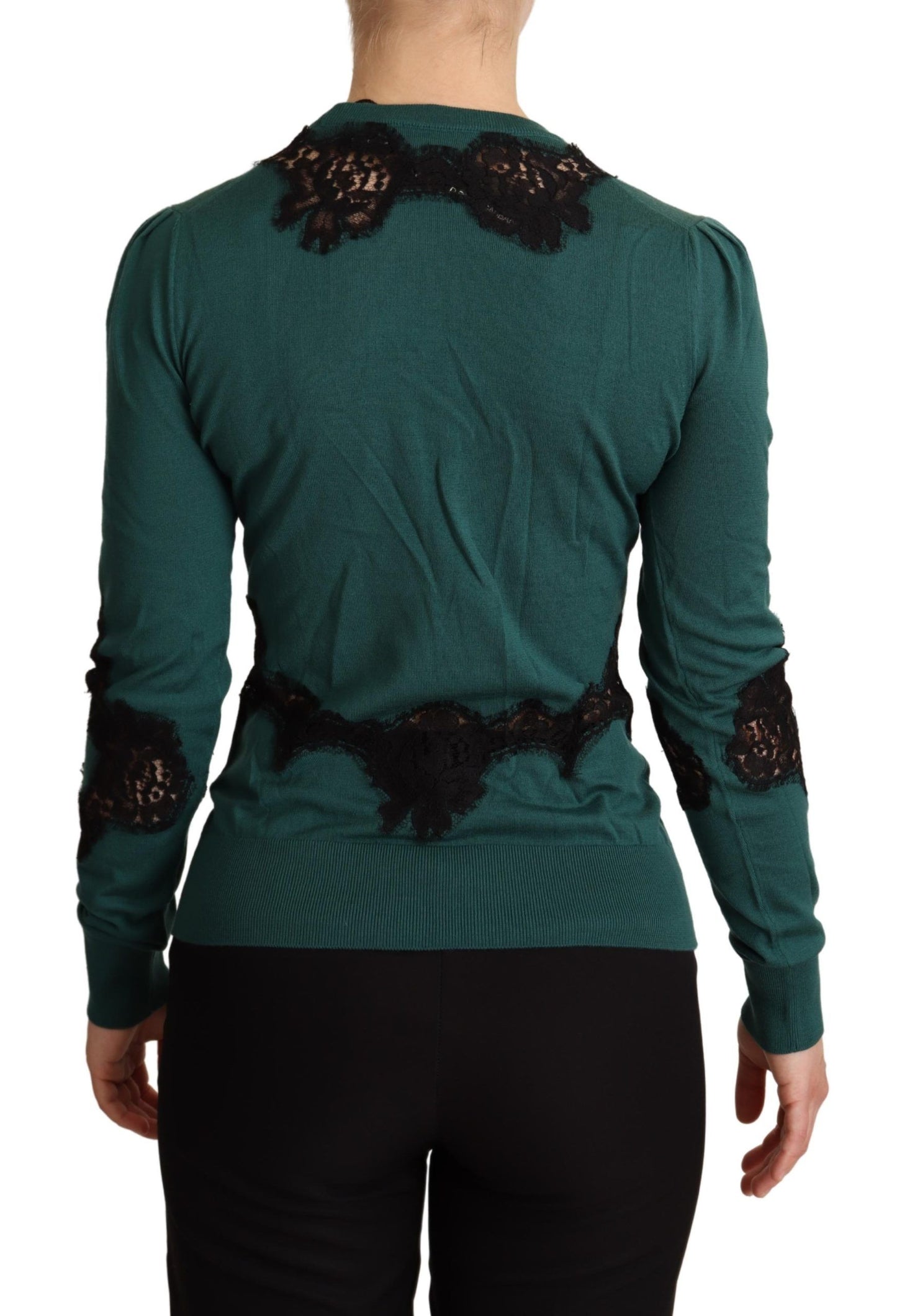 Dolce & Gabbana Grüner Pullover mit Rundhalsausschnitt aus Wolle