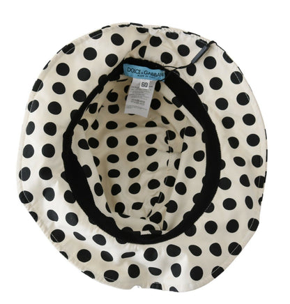Dolce & Gabbana Weißer Trilby-Hut aus 100 % Baumwolle mit Polka-Dot-Design
