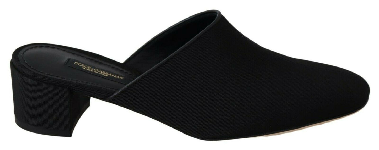 Dolce & Gabbana Schwarze Grosgrain-Sandalen Sandalen Frauen Schuhe