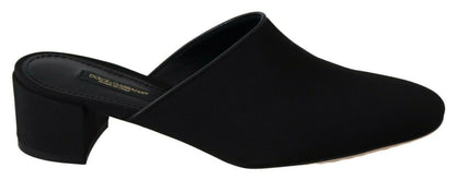 Dolce & Gabbana Schwarze Grosgrain-Sandalen Sandalen Frauen Schuhe