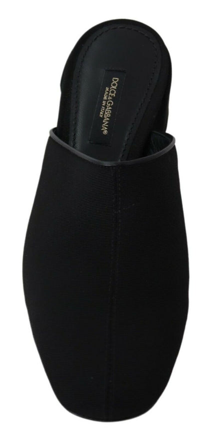 Dolce & Gabbana Schwarze Grosgrain-Sandalen Sandalen Frauen Schuhe