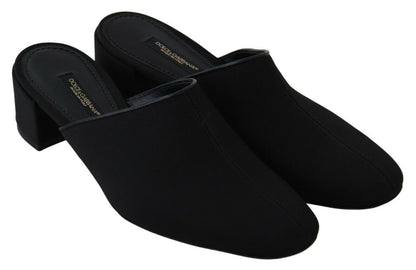 Dolce & Gabbana Schwarze Grosgrain-Sandalen Sandalen Frauen Schuhe