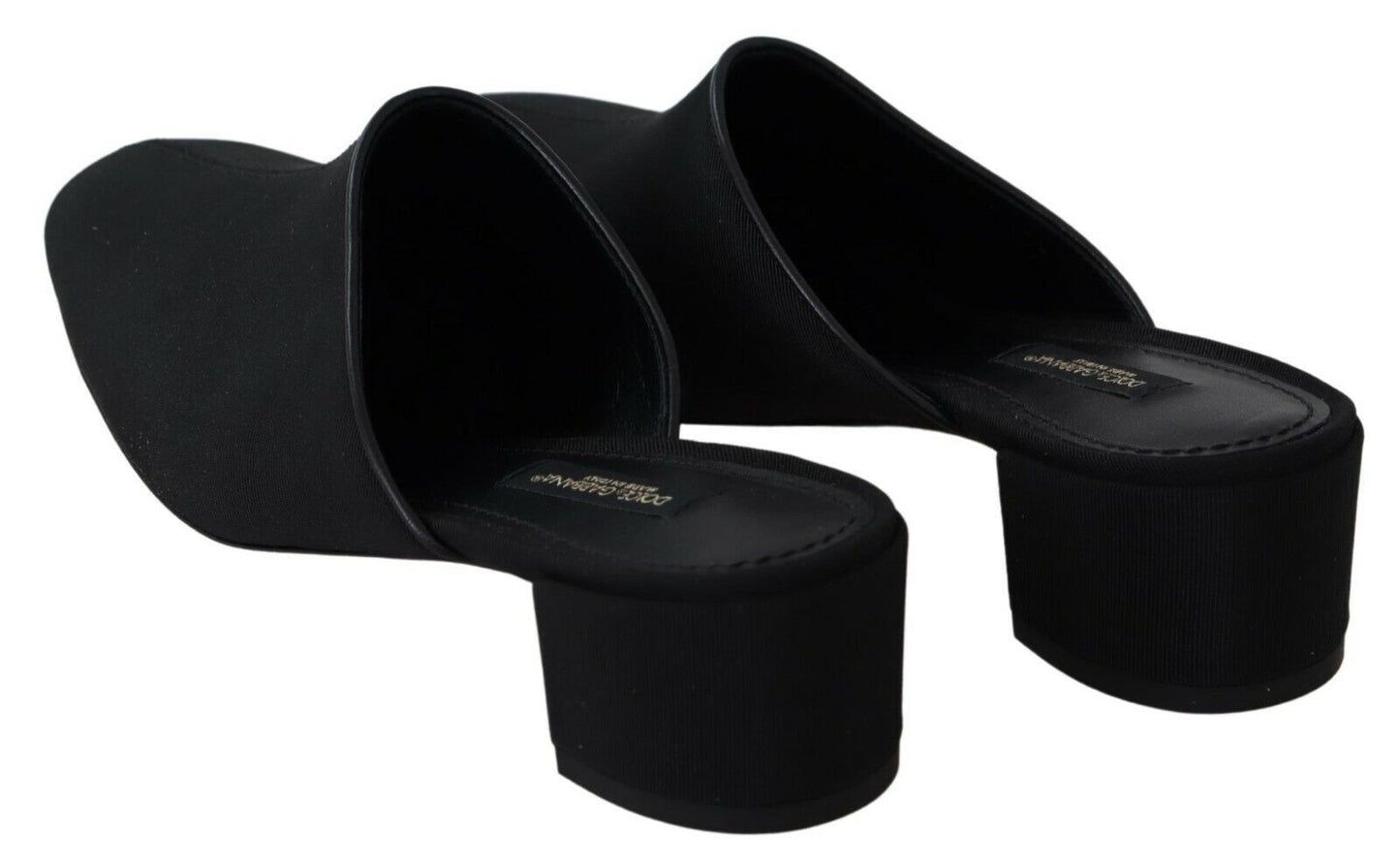 Dolce & Gabbana Schwarze Grosgrain-Sandalen Sandalen Frauen Schuhe