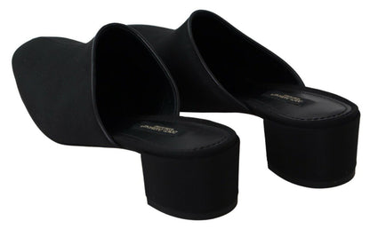 Dolce & Gabbana Schwarze Grosgrain-Sandalen Sandalen Frauen Schuhe
