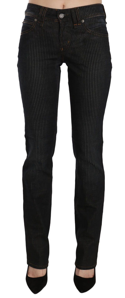 John Galliano Schwarz Mid Waist Slim Fit Cord Denim Freizeithosen