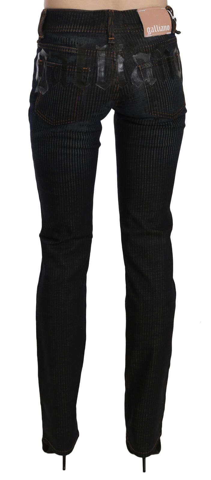 John Galliano Schwarz Mid Waist Slim Fit Cord Denim Freizeithosen