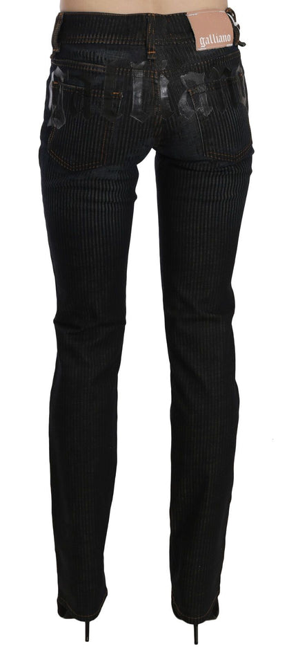 John Galliano Schwarz Mid Waist Slim Fit Cord Denim Freizeithosen