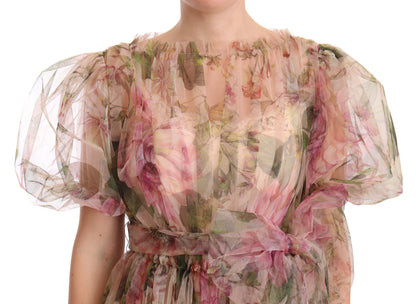 Dolce & Gabbana Langes Maxikleid mit Blumendruck in Multicolor