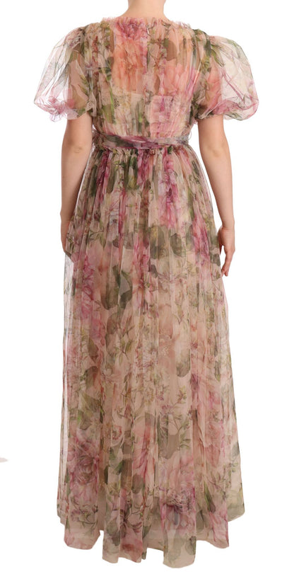 Dolce & Gabbana Langes Maxikleid mit Blumendruck in Multicolor