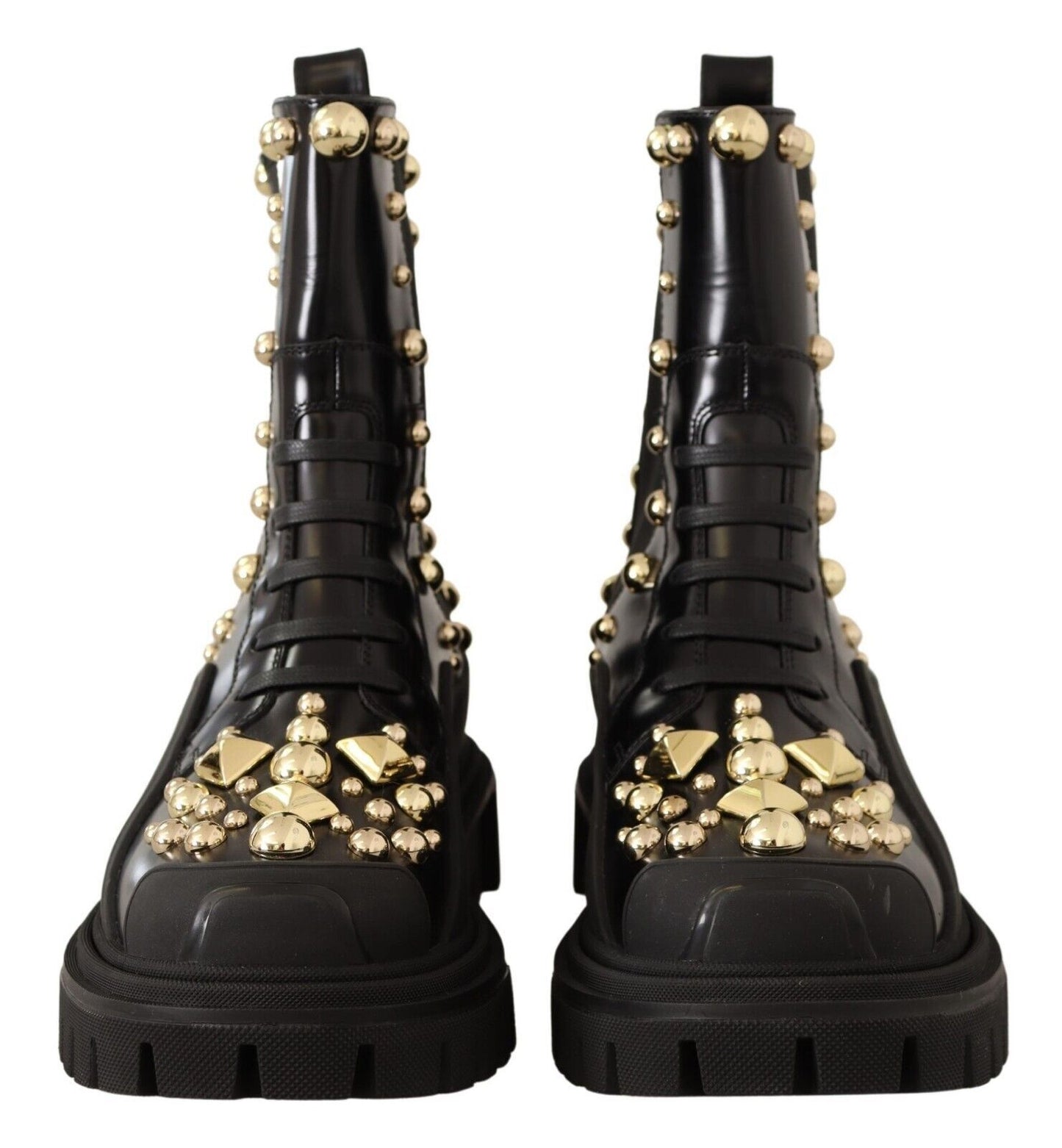 Dolce & Gabbana Schwarze Nietenstiefel aus Leder